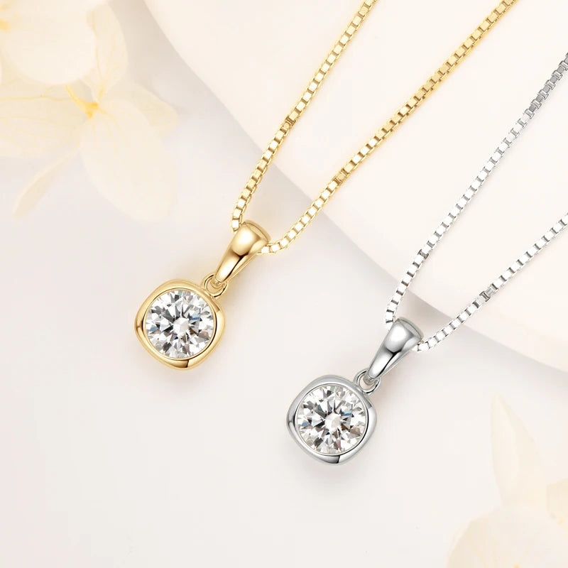 Golden Halo Solitaire Necklace