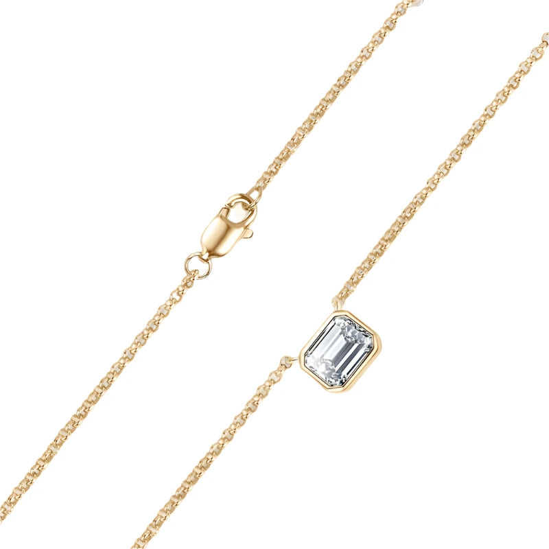 Emerald Cut Moissanite Necklace