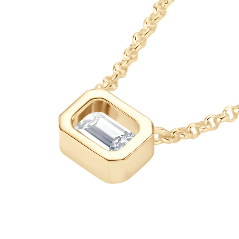 Emerald Cut Moissanite Necklace
