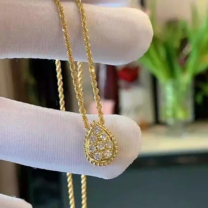 Golden Teardrop Elegance Moissanite Necklace