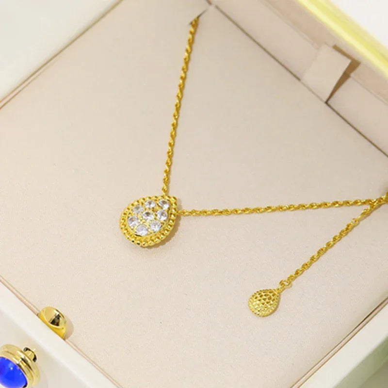 Golden Teardrop Elegance Moissanite Necklace