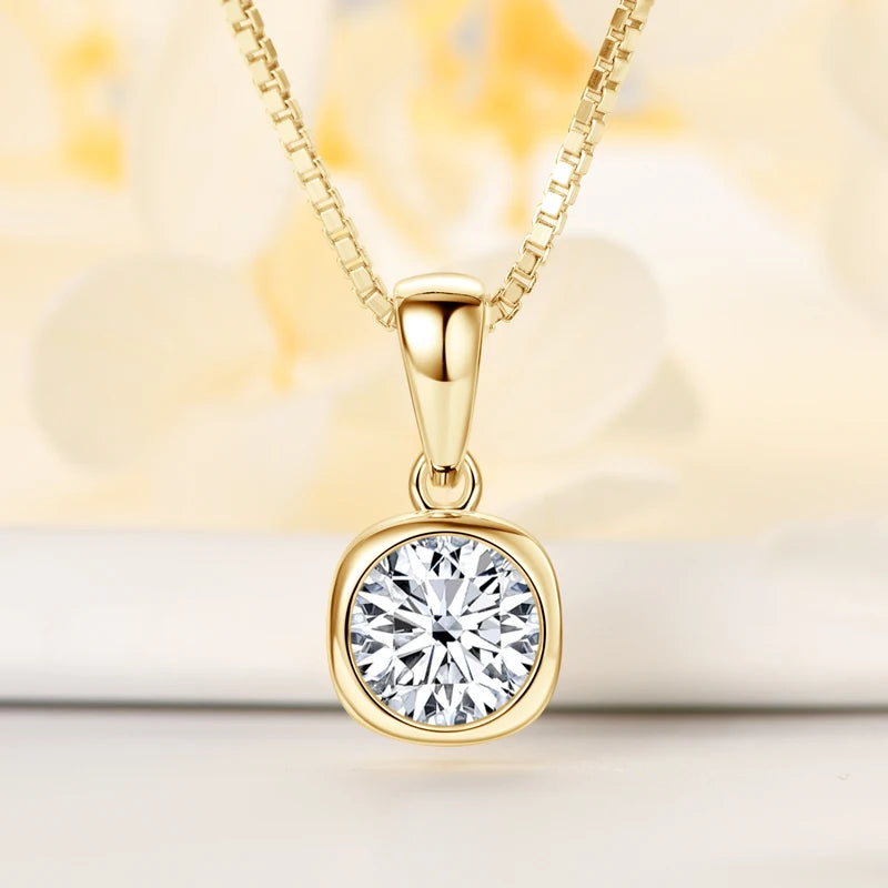 Golden Halo Solitaire Necklace