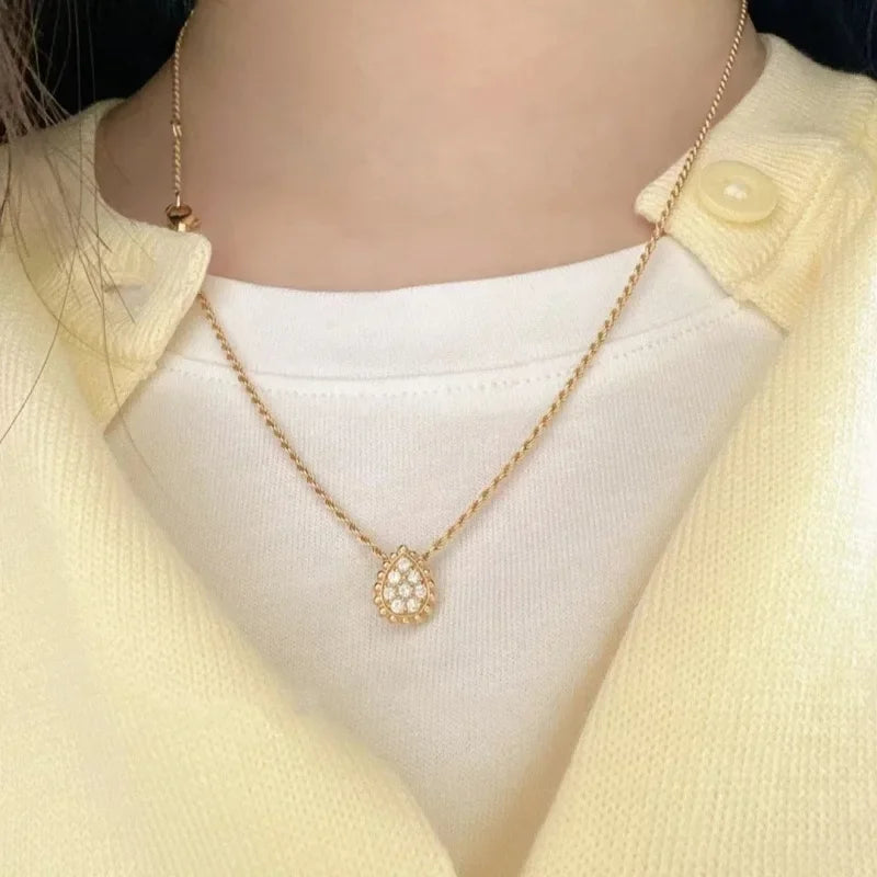 Golden Teardrop Elegance Moissanite Necklace
