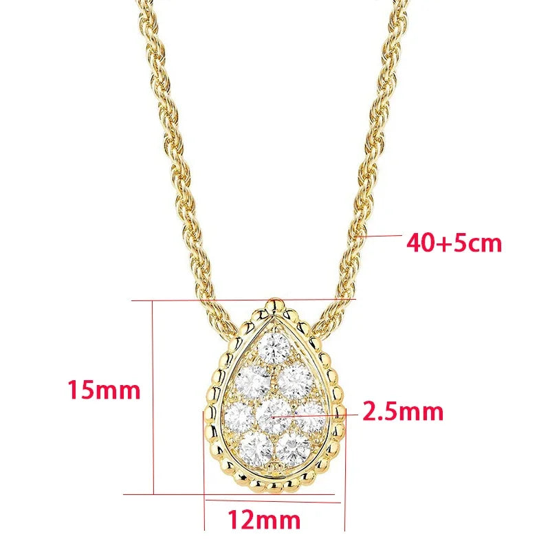 Golden Teardrop Elegance Moissanite Necklace